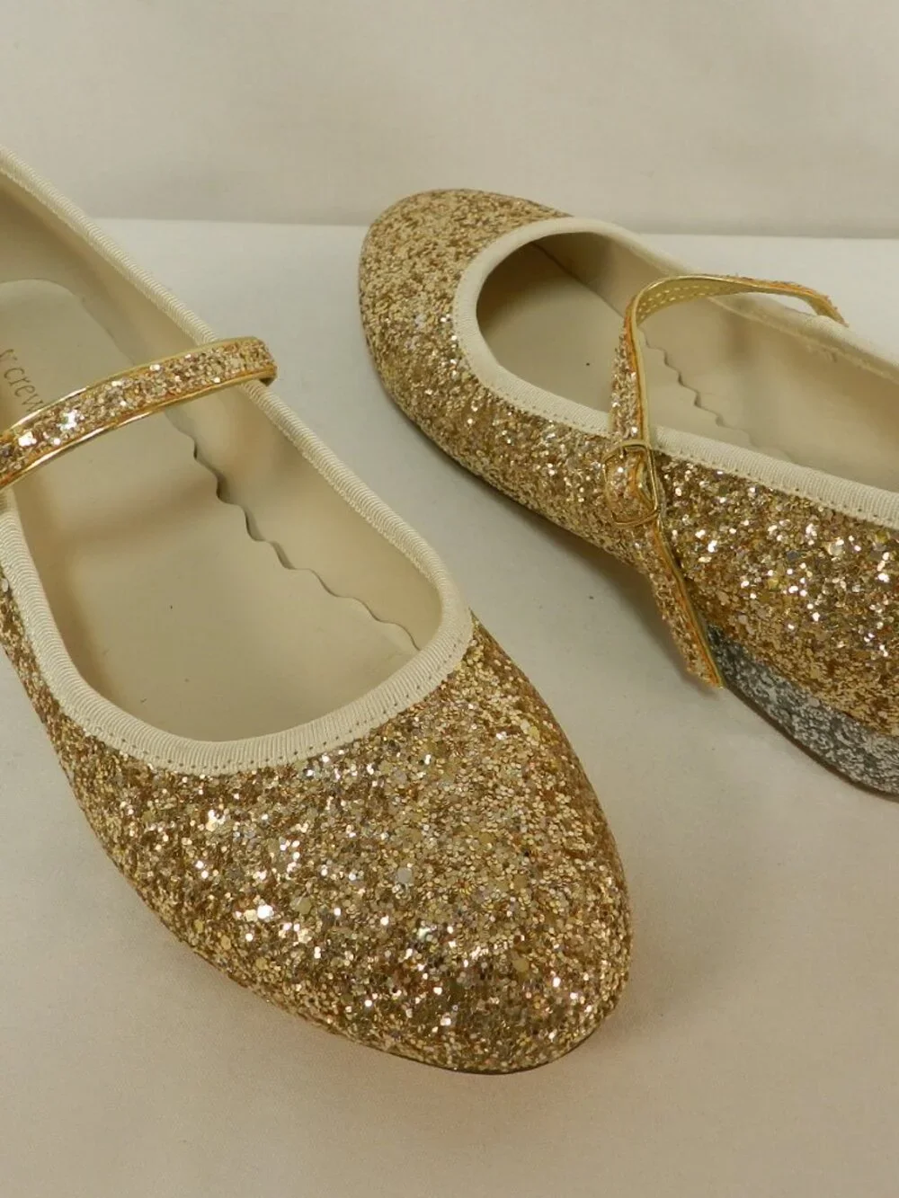 Crewcuts Glitter Gold & Silver Mary Jane shoes J. Crew Girls Occasion Size Sz 5